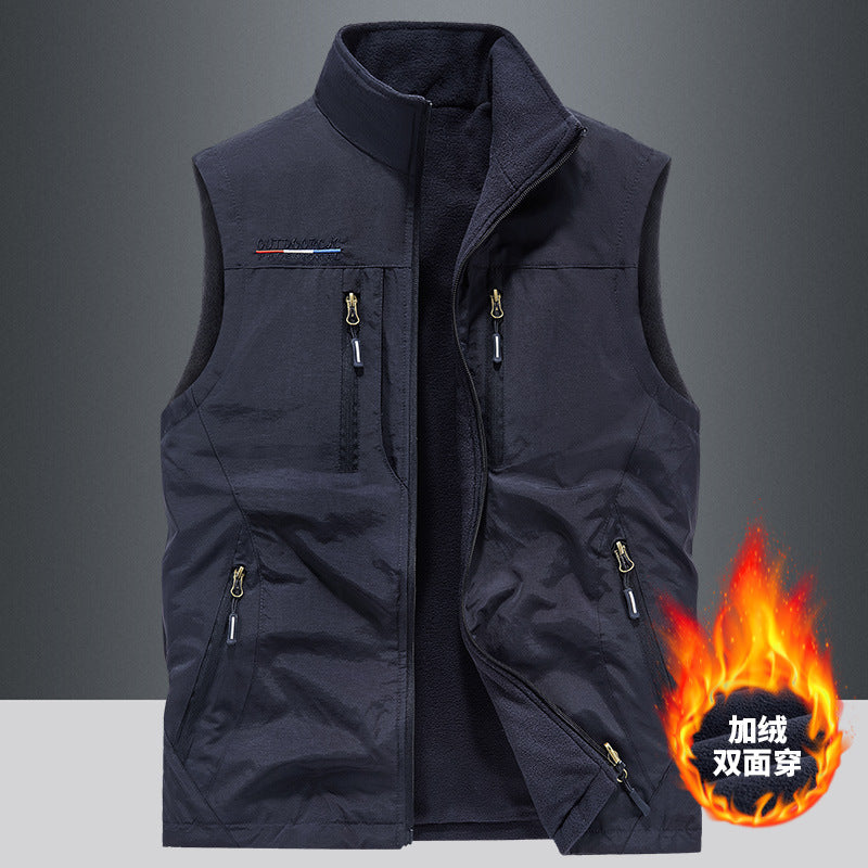 Herren Multifunktionale Outdoor-Utility‑Weste mit Mesh‑Innenfutter und zahlreichen Taschen EB