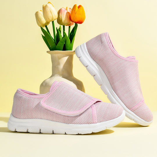 Damen Bequeme Slip-On Sneakers mit hygienischem Designer-Klettverschluss EB