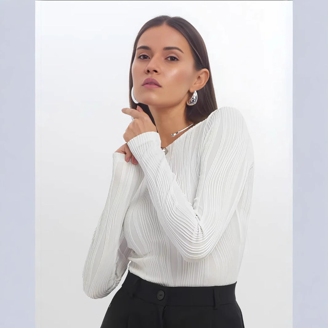 Damen Langarmshirt mit elegantem Rippenmuster EB