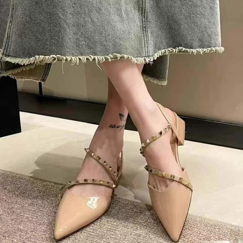 Damen elegante Slingback Ballerinas mit zarten Riemchen EB