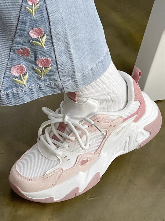 Damen Sportliche Chunky Sneaker mit atmungsaktivem Mesh und bequemer Dämpfung EB