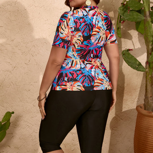 Damen Sportliches Oberteil mit floralem Design und lässigen Leggings EB