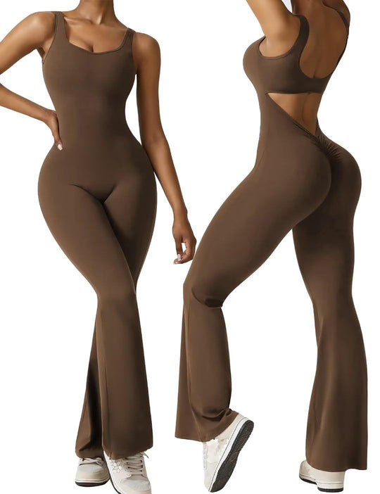 Damen Sportlicher Jumpsuit mit angeschnittenem Schnitt und trendy Cut-Outs EB