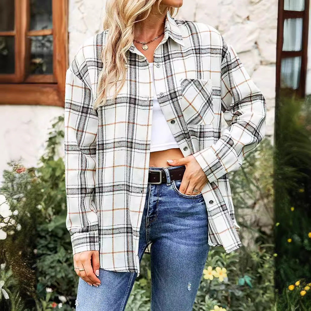 Damen Karierte Freizeitbluse EB