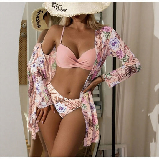 Damen geraffte Strandüberjacke mit floralem Muster EB