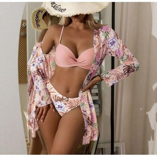 Damen geraffte Strandüberjacke mit floralem Muster EB