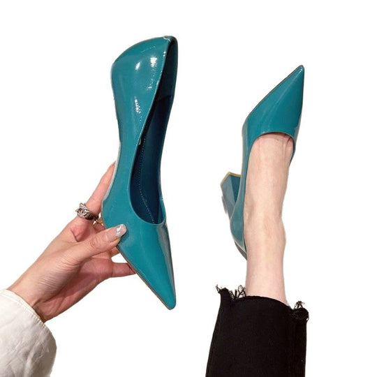 Damen spitze High Heels mit Blockabsatz EB