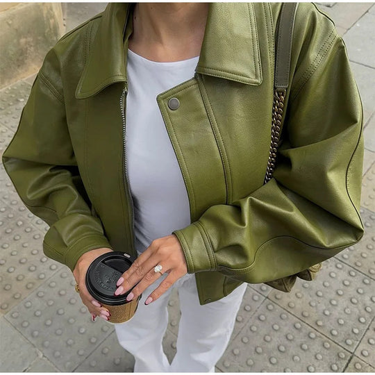 Damen modische oversized jacke mit steigendem Kragen EB