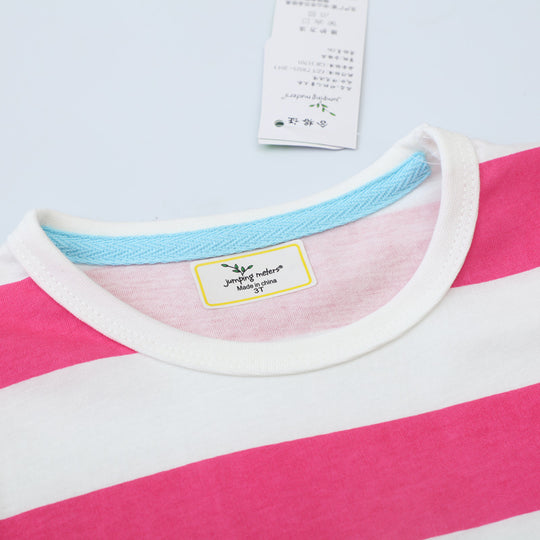 Mädchen gestreiftes T-Shirt-Kleid mit tierischen Applikationen EB