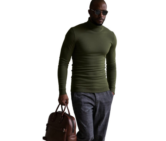 Herren rollkragen pullover mit feiner Struktur EB