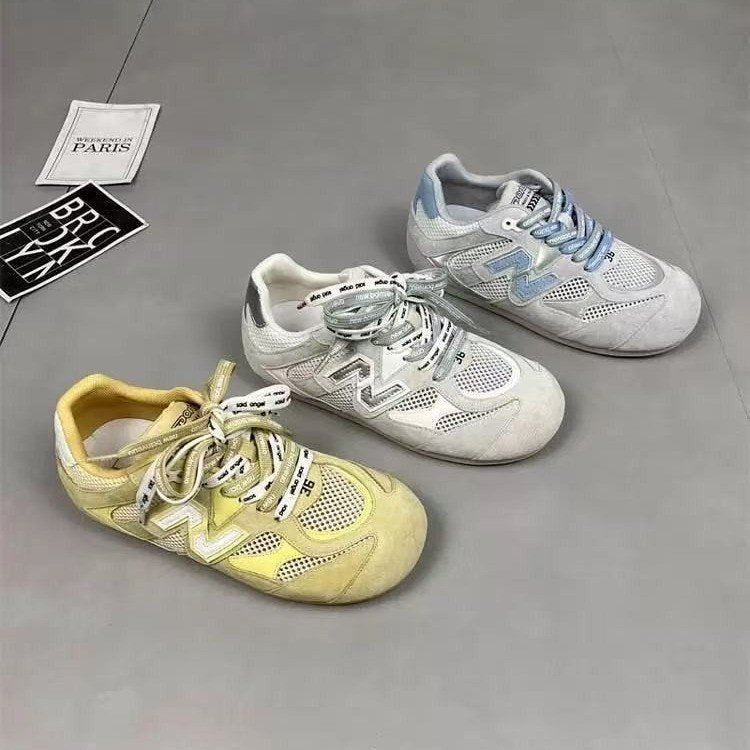 Damen Sportliche Schnür-Sneaker mit atmungsaktiver Mesh-Oberfläche und dämpfender Sohle EB