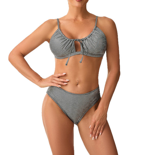 Damen Hochgeschnittener Bikini mit verspieltem Schlüssel-Ausschnitt EB