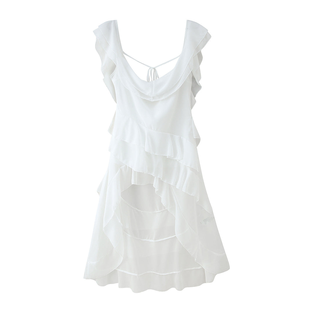 Damen Voluminöses Rüschensommerkleid EB
