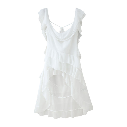 Damen Voluminöses Rüschensommerkleid EB