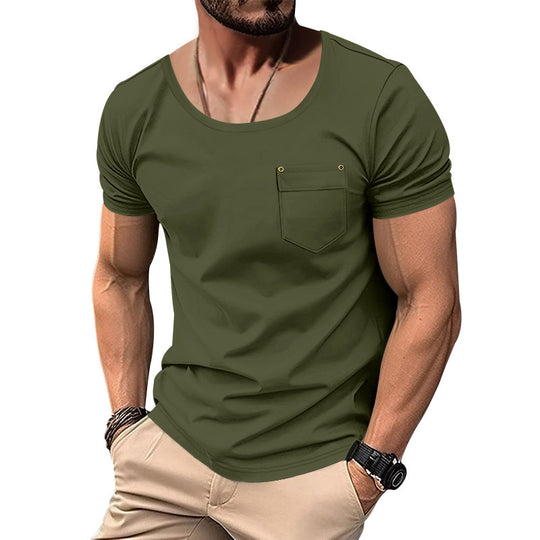 Herren T-Shirt mit praktischer Brusttasche und modernem V-Ausschnitt EB
