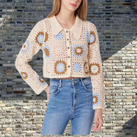 Damen Strickjacke im einzigartigen Granny-Quadrat-Muster EB