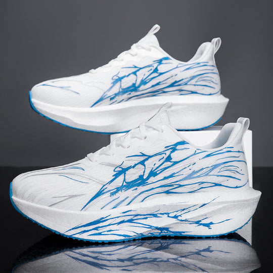 Unisex leichte Laufsneaker mit grafischem Splash-Print, atmungsaktivem Strickoberteil und gedämpfter Plateausohle EB