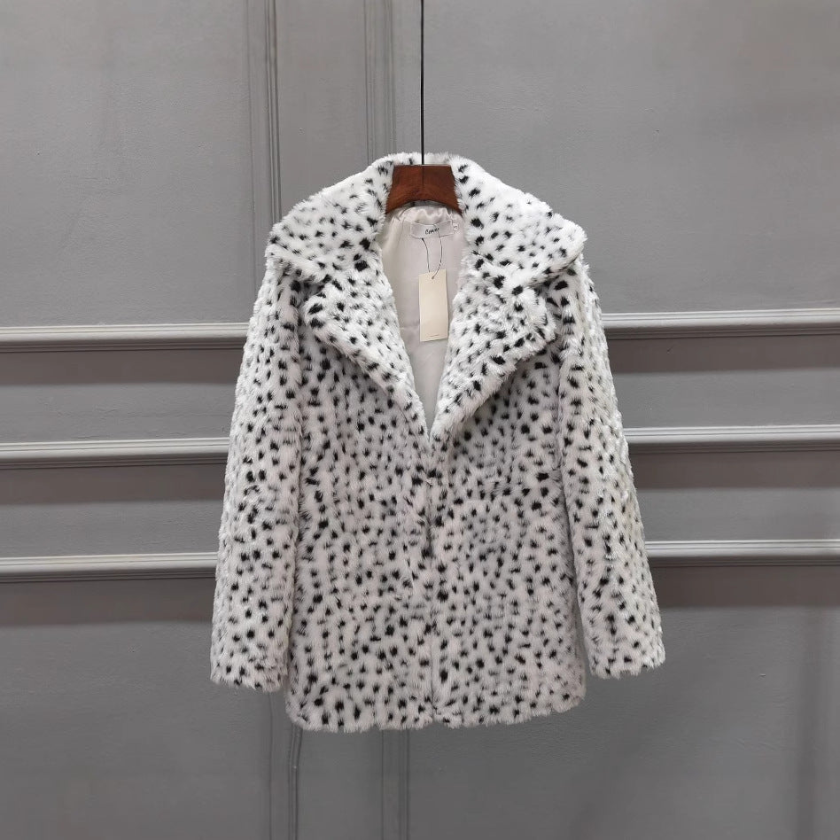 Damen Luxus Kunstpelzjacke im Leopardenmuster EB