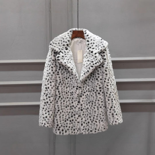 Damen Luxus Kunstpelzjacke im Leopardenmuster EB