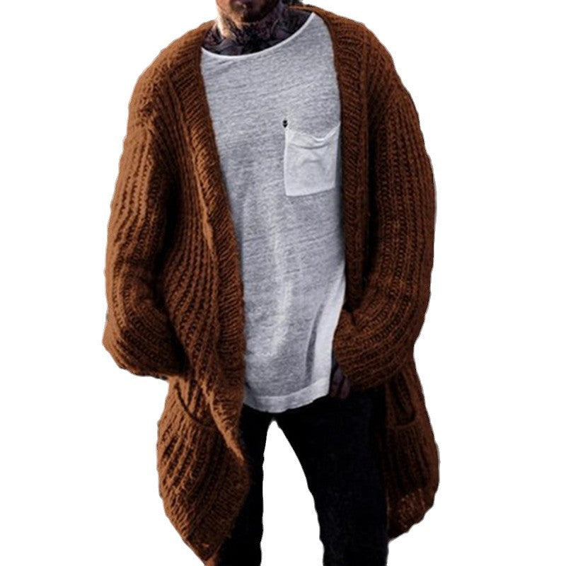 Herren Großer Strickcardigan mit tiefem Schnitt und strukturiertem Design EB