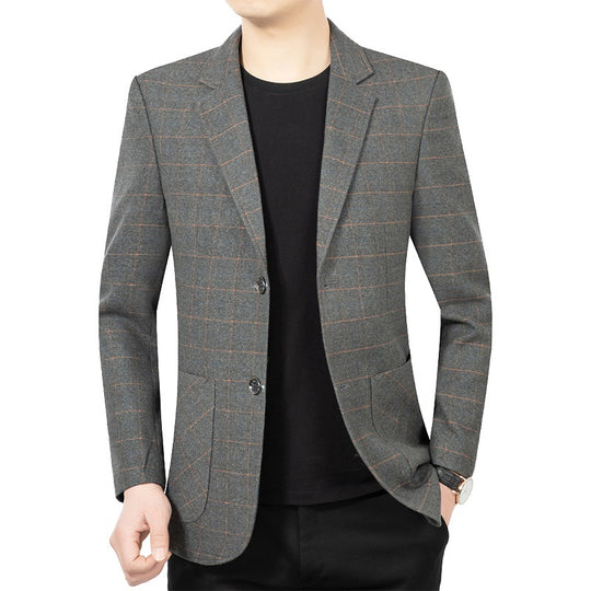 Herren Schmal geschnittenes karierter City-Blazer mit aufgesetzten Taschen EB