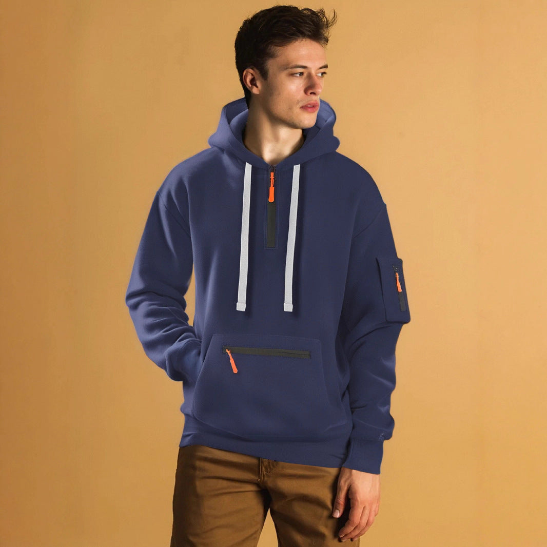 Herren sportlicher Hoodie mit praktischen Taschen und modischem Reißverschluss EB