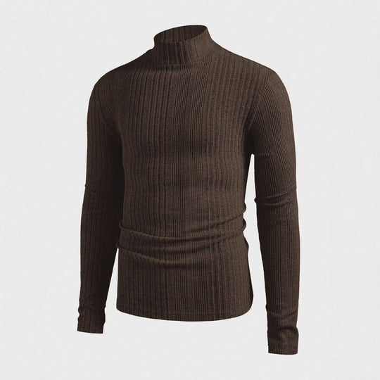 Herren Strickpullover mit hohem Kragen und Rippstruktur EB
