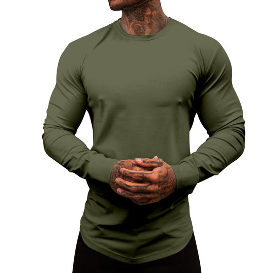 Herren Langarmshirt aus weichem, elastischem Baumwollmix mit Rundhalsausschnitt EB