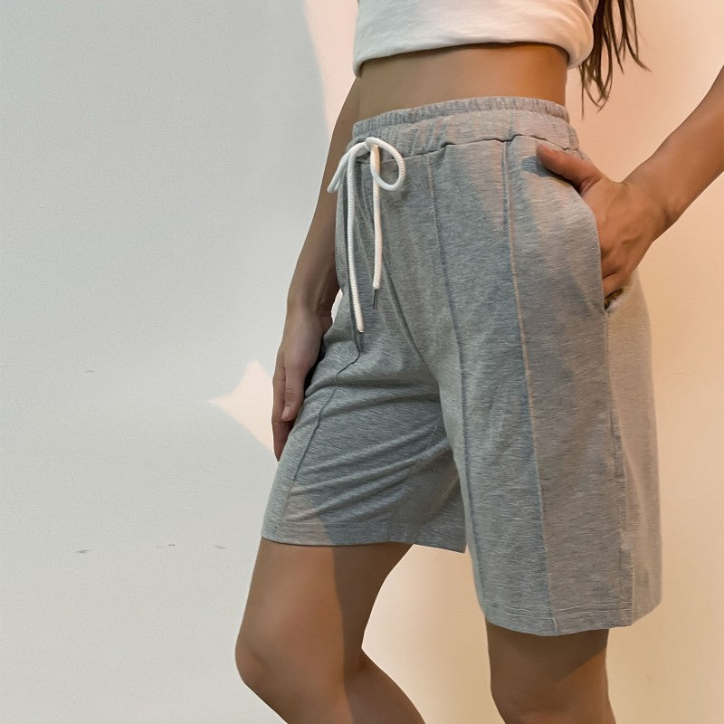 Damen bequeme Freizeit-Shorts mit elastischem Bund und sportlichen Kontrastnähten EB