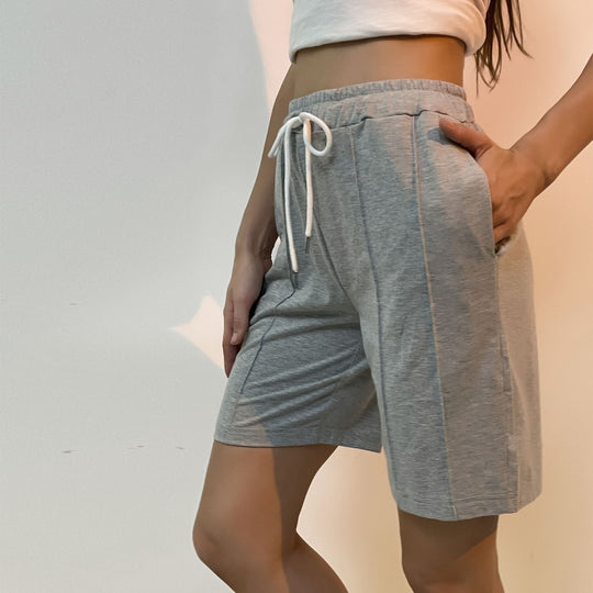 Damen bequeme Freizeit-Shorts mit elastischem Bund und sportlichen Kontrastnähten EB