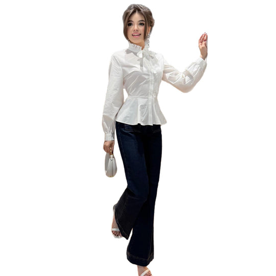 Damen Bluse mit Rüschendetail und schmeichelndem Schnitt EB