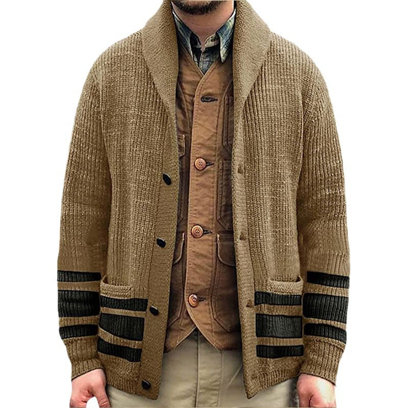 Herren Strickjacke mit modernem Waffelmuster und praktischen Taschen EB