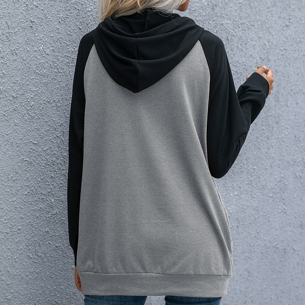 Damen lässiger Kapuzenpullover mit Taschen und sportlichem Raglan-Schnitt EB