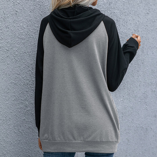 Damen lässiger Kapuzenpullover mit Taschen und sportlichem Raglan-Schnitt EB