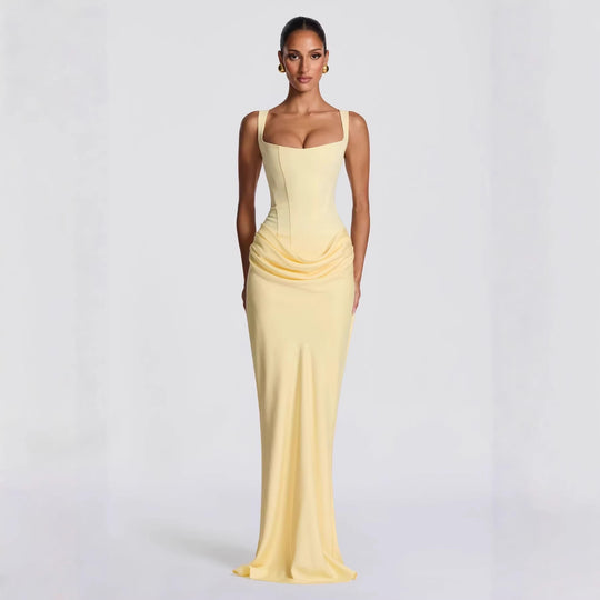 Damen Fließendes Maxi-Kleid mit asymmetrischem Schnitt und raffiniertem Drapé EB
