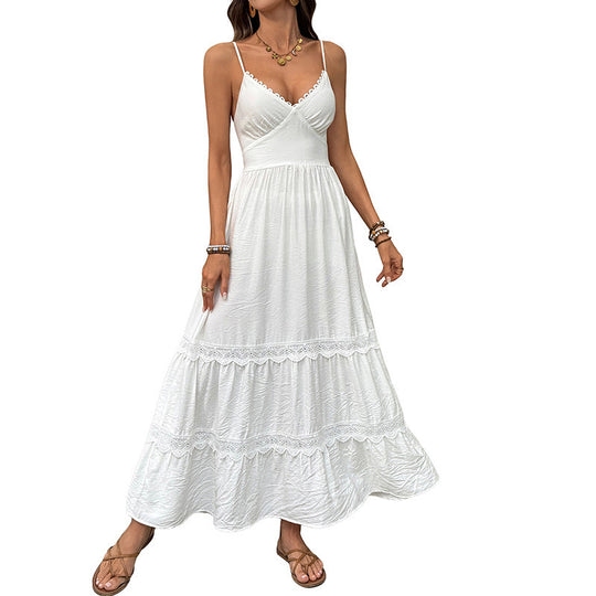 Damen Elegantes Maxikleid mit Crinkle-Beauty und Rüschendetails EB