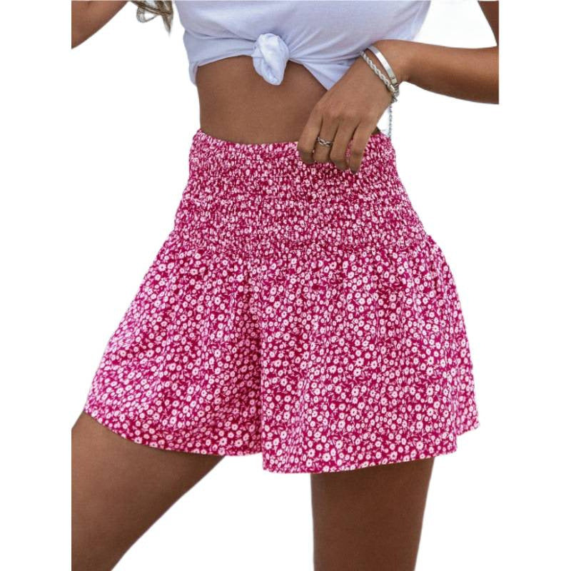 Damen Shorts mit elastischem Taillenbund und floralem Design EB