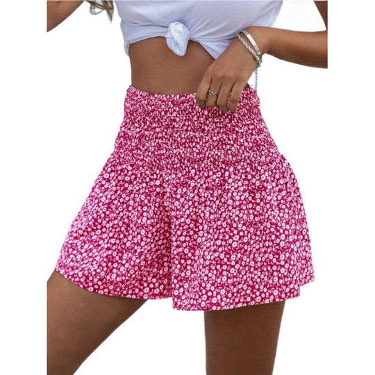 Damen Shorts mit elastischem Taillenbund und floralem Design EB