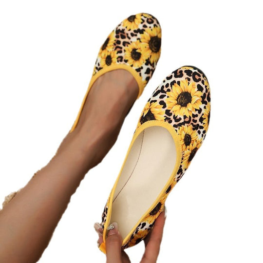 Damen Ballerinas mit floralem Muster und flexiblem Fußbett EB