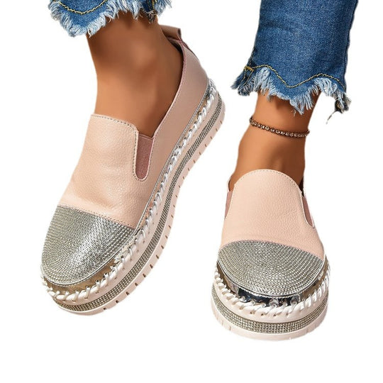 Damen Modische Slip-On Sneakers mit Glamourösem Obermaterial und Luftpolster EB