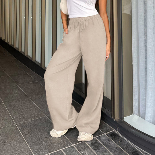 Damen nan weite Jogginghose mit hohem Bund Tunnelzug und Palazzo-Silhouette EB