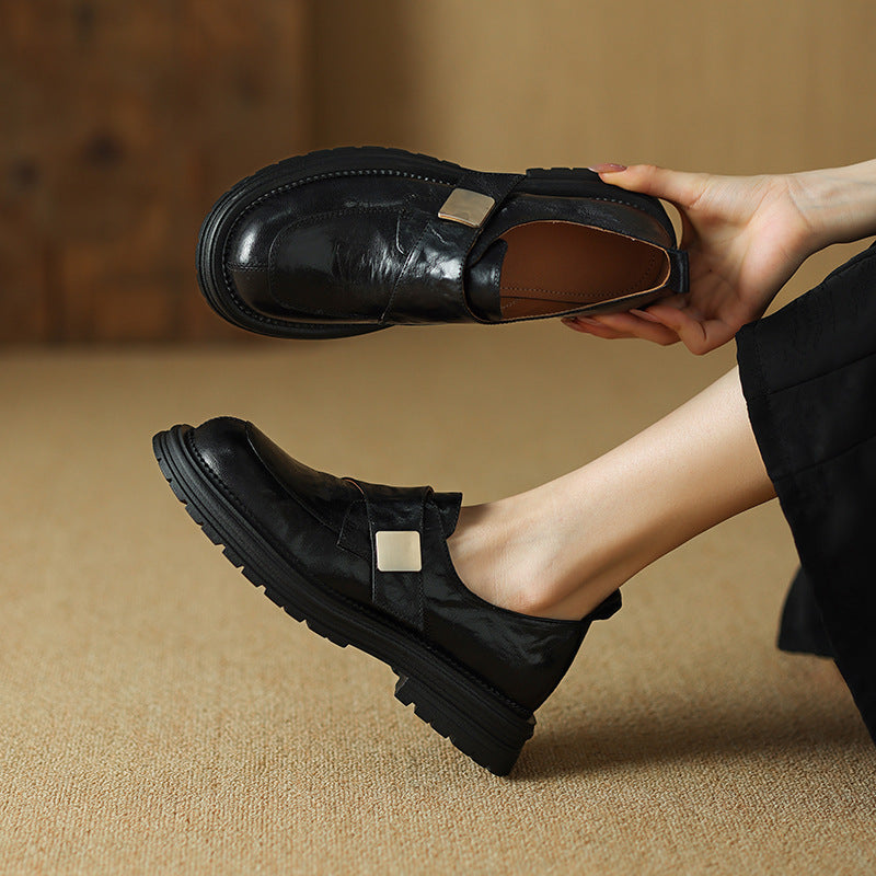Damen modische Slip-On Schuhe mit dekorativem Schnallenverschluss EB