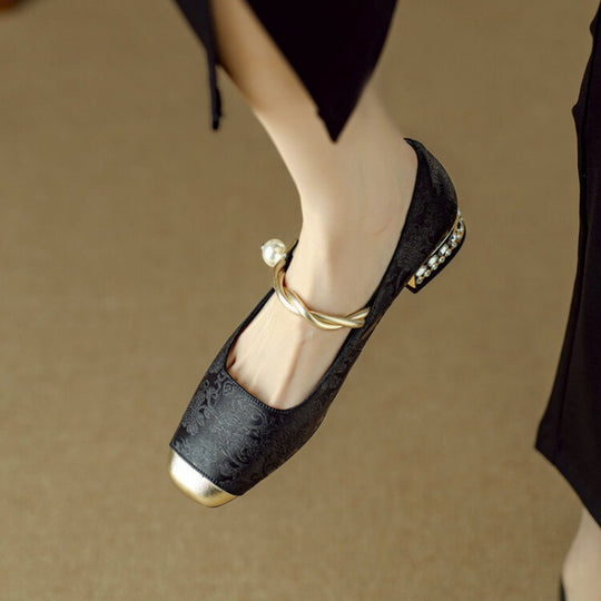 Damen Ballerinas mit Perlenschmuck und elegantem Design EB