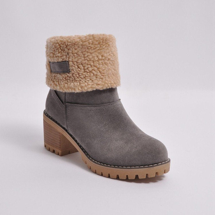 Damen Stiefel mit weichem Kunstfellkragen und robuster Sohle EB