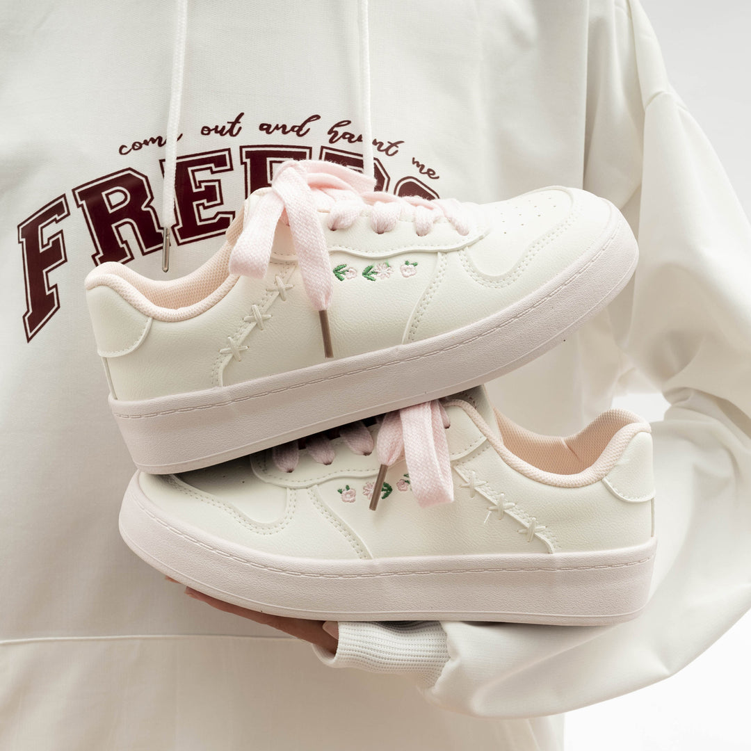 Damen Sneakers mit floralem Stickmuster und bequemer Dämpfung EB