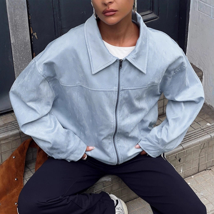 Damen elegante Kunstjacke mit modischen Akzenten EB