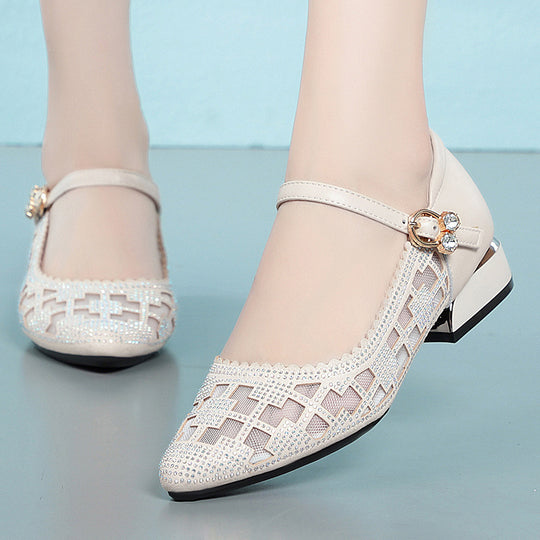 Damen elegante Mary Jane Ballerinas mit modischem Riemen und bequemer Sohle EB