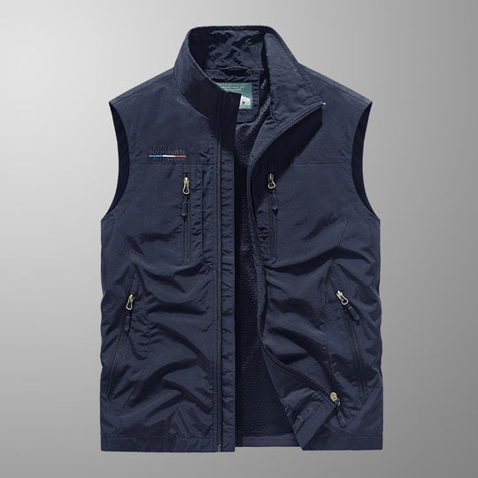 Herren Multifunktionale Outdoor-Utility‑Weste mit Mesh‑Innenfutter und zahlreichen Taschen EB