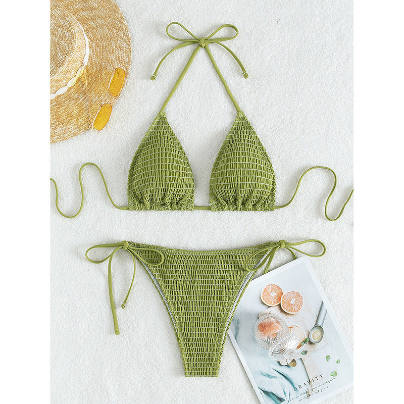 Damen Triangel-Bikini mit raffinierten Rüschendetails und verstellbaren Trägern EB