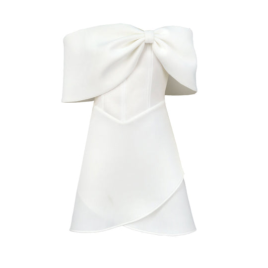 Damen Off-Shoulder Minikleid mit Schleifen-Detail EB